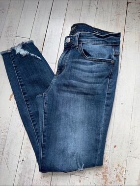 Judy Blue Dark Wash Ankle Skinny Jeans with Raw Hem